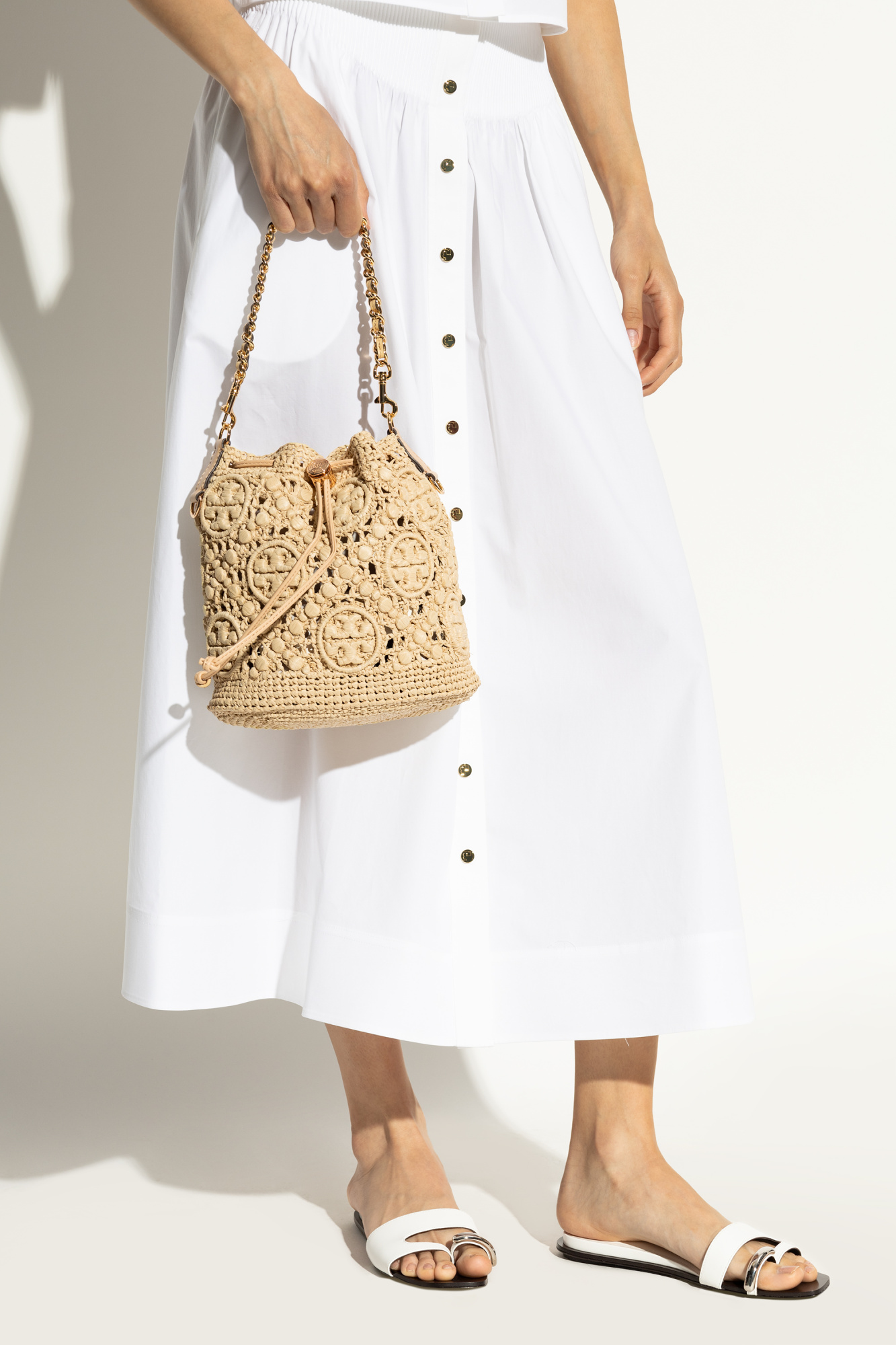 バックパック・リュック Tory Burch 169134 254 Bucket Bags & Backpacks monogram t Beige `T Monogram` shoulder bag `bucket` type Tory Burch